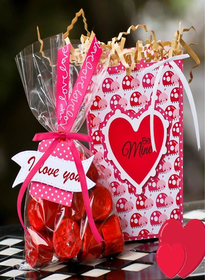VESFASOV Twist Tie Bows Valentine's Day, 50 Pcs Satin Polyester Bows for Valentines Day Gift Bags Treat Bags Candy Bags, Pink Red Bows Ribbon Bows Pre-Tied Bow for Gift Wrapping Wedding Decoration (5 Colors) - Image 3